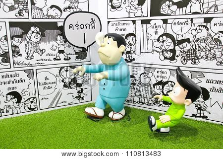 Bangkok - December 03, 2015 : Photo Of Doraemon And Friends Mascot Replica