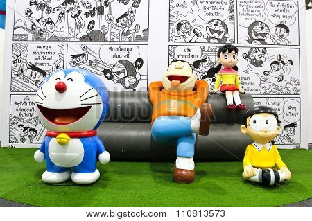 Bangkok - December 03, 2015 : Photo Of Doraemon And Friends Mascot Replica