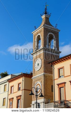 Ancient Clock Tower (torre Dell'orologio) In Rimini, Italy