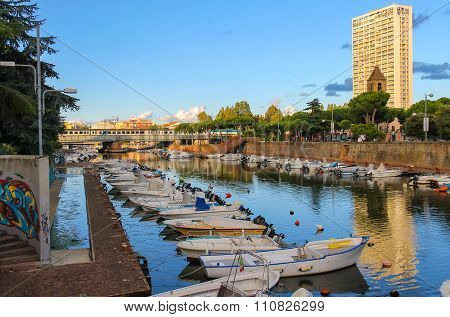 View To Porto Canal From Giacomo Matteotti Avenue. Rimini, Italy