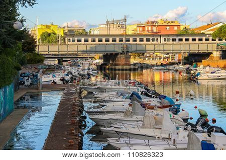 View To Porto Canal From Giacomo Matteotti Avenue. Rimini, Italy