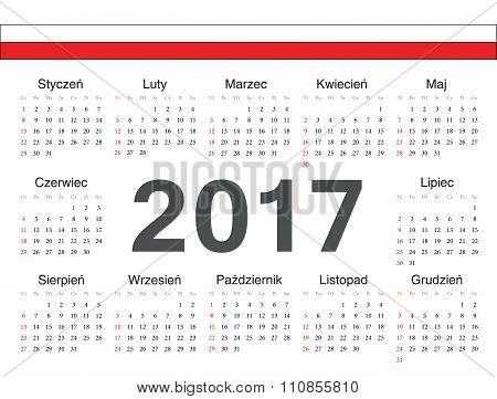 Vector Polish Circle Calendar 2017