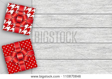 Christmas Presents Lying On Wooden Desk