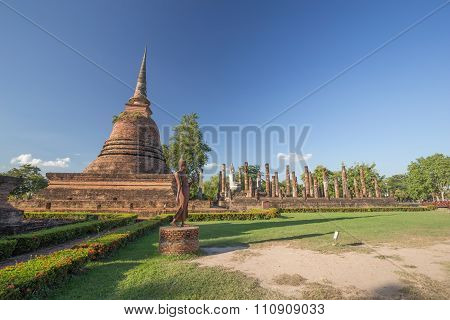 Ancient Buddhist Temple Ruins In Sukhothai Historical Park