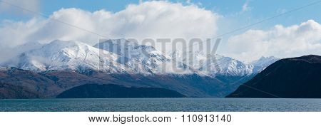 Panorama Mountain View Beautiful Look Out Of Lake Wanaka Winter Season South Island New Zealand Impo
