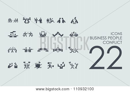 Set of business people conflict icons