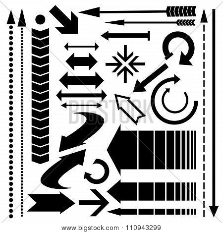 Set pointers and arrows on a black background.