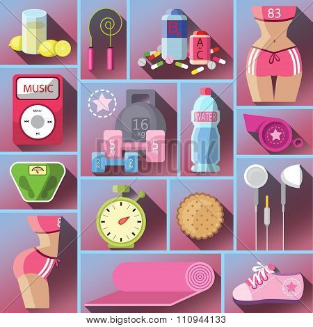 Healthy Diet Flat Style Illustration.