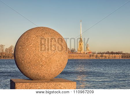 Ball On The Spit Of Vasilyevsky Island, Peter And Paul Fortress In St. Petersburg