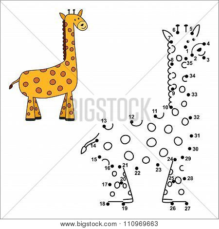Connect The Dots To Draw The Cute Giraffe And Color It