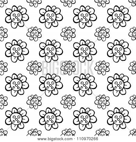 Flower Sketchy Seamless Pattern