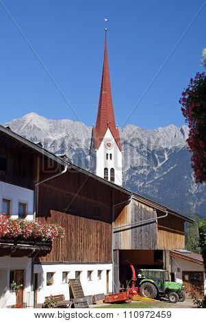 Church In The Town Weer In The Austrian Alps
