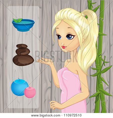 Blonde Girl And Spa Elements