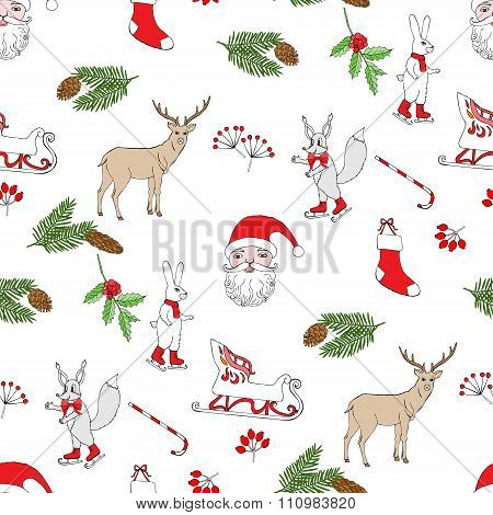 Seamless pattern with Christmas forest