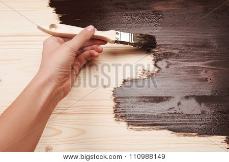 Half painted wooden surface