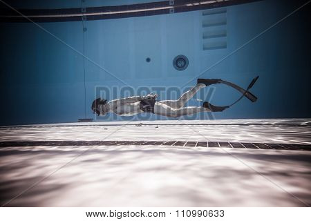 Dynamic With Fins Freediver Performance From Underwater