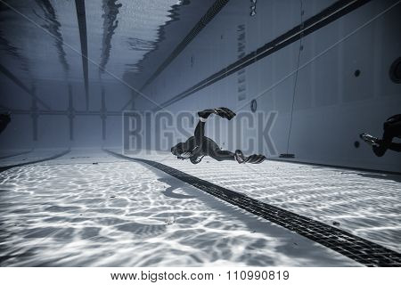 Dynamic With Fins Freediver Performance From Underwater