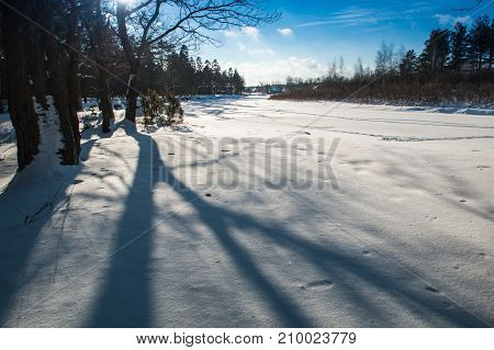 Winter Snowy Landscape On The Russian River