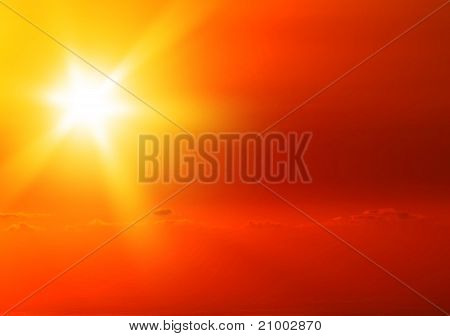 Vackra varma gula solnedgången