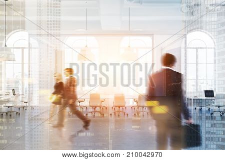 White And Glass Meeting Room Close Up, People
