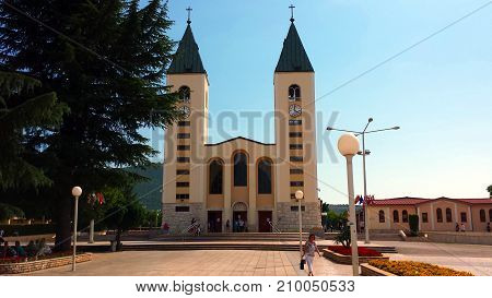Medjugorje, Bosnia and Herzegovina - June 24, 2017: Church of St. James in Medjugorje. Medjugorje the place of the apparitions of Our Lady.