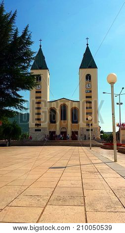 Medjugorje, Bosnia and Herzegovina - June 24, 2017: Church of St. James in Medjugorje. Medjugorje the place of the apparitions of Our Lady.