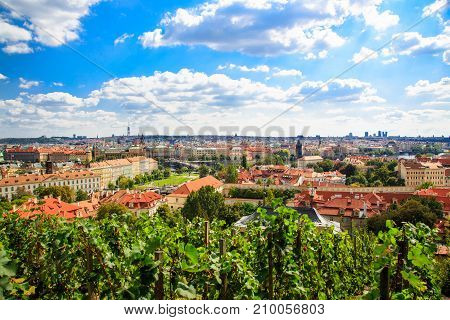 Panorama of Prague old town Czech Republic