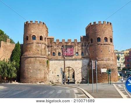 Porta San Paolo Gate In Rome. Lazio, Italy.