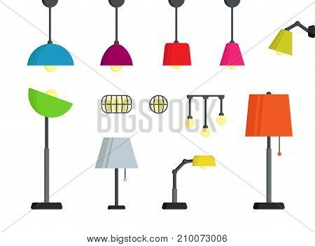 Lamps Set in Different colors. Modern style colored standing lamps.