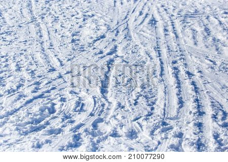 Background of off-piste ski slope . In the park in nature