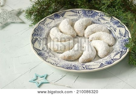 Vanilkipferl - Vanilla Crescents, Traditional Christmas Cookies In Germany, Austria, Czech Republic.