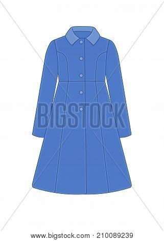Women's coat robe. Cashmere and wool. Trendy model of women's wardrobe. Vector illustration