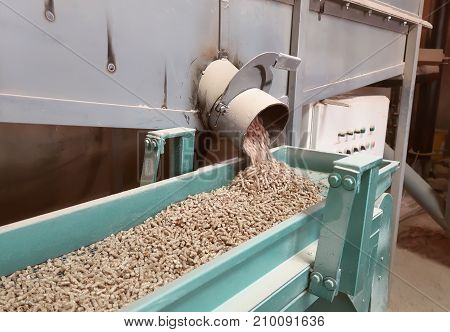 Part of pellets granule manufacturing process in factory