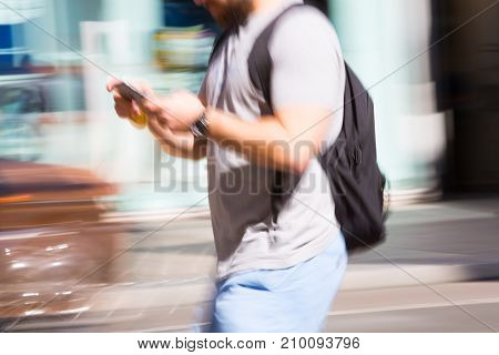 LONDON, UK - June 9, 2017: Blurred image of walking people at Oxford street, the main destination for shopping at Westend.