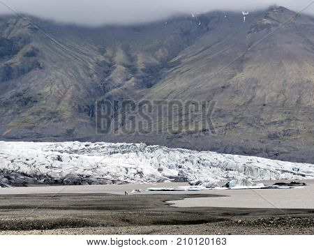 The landscape of the Skaftafellsjokull glacier moraine in Skaftafell National Park in Iceland July 7 2017