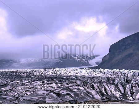 View of the Skaftafellsjokull glacier moraine in Skaftafell National Park in Iceland July 7 2017