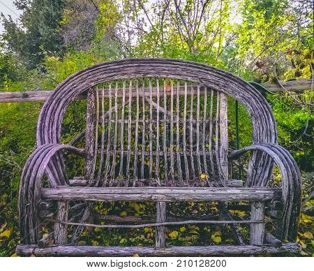 Wicker chair in backyard in Helena Montana