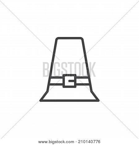Pilgrim hat line icon, outline vector sign, linear style pictogram isolated on white. Thanksgiving day symbol, logo illustration. Editable stroke