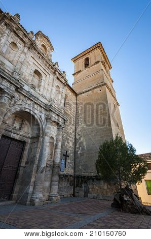 Church of Our Lady of the Assumption (Nuestra Senora de La Asunción) Buendía Cuenca Spain. It was built in 18th century using limestone at the basement and sandstone to erect the walls.