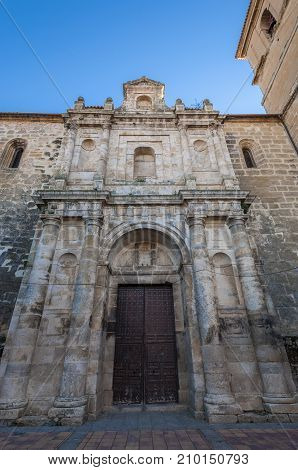 Church of Our Lady of the Assumption (Nuestra Senora de La Asunción) Buendía Cuenca Spain. It was built in 18th century using limestone at the basement and sandstone to erect the walls.