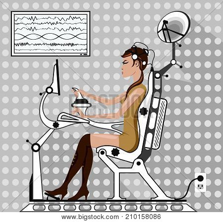 Brainwave Machine Vector Illustration Clip-art Eps Image