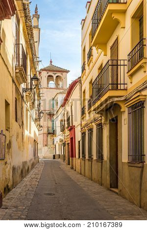 ECIJA,SPAIN - OCTOBER 1,2017 - In narrow aisles of Ecija. Ecija is a town belonging to the province of Seville.