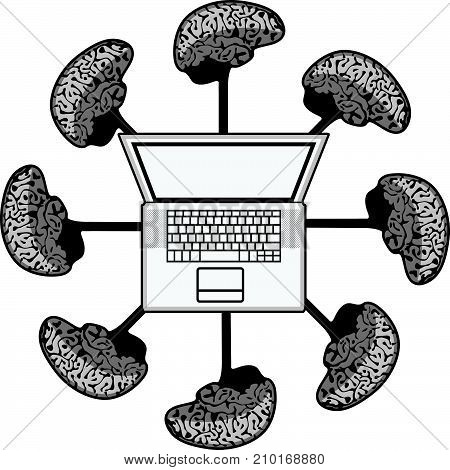 Multi-mind Computer Vector Illustration Clip-art Image Eps