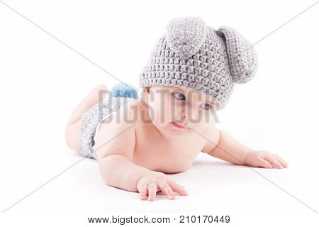 Beauty Little Boy In Rabbit Costume