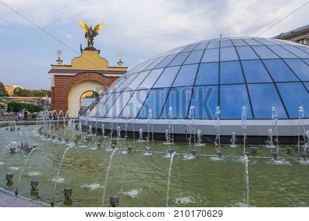 KIEV UKRAINE - JUNE 05 : The Maidan Nezalezhnosti in Kiev Ukraine on 05 June 2017 it is one of the city's main squares located on Khreshchatyk Street