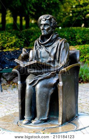 STOCKHOLM SWEDEN - SEP 17 2016: Astrid Lindgren statue near Junibacken a children’s museum devoted to Swedish children’s literature