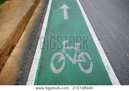 Bicycle path. Bicycle symbol on the street