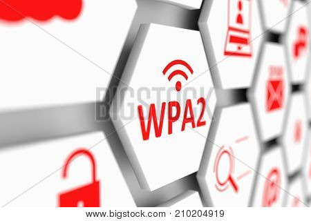 WPA2 concept cell blurred background 3d illustration