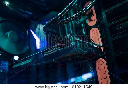 Close up of a modern desktop computer for gamers
