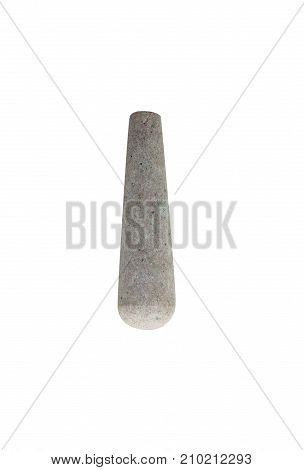 Granite stone pestle without mortar isolated on white background. For kitchen.